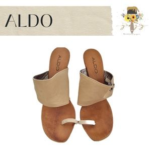 ALDO Sandals Wedge Heel Brown natural/Beige 6 1/2